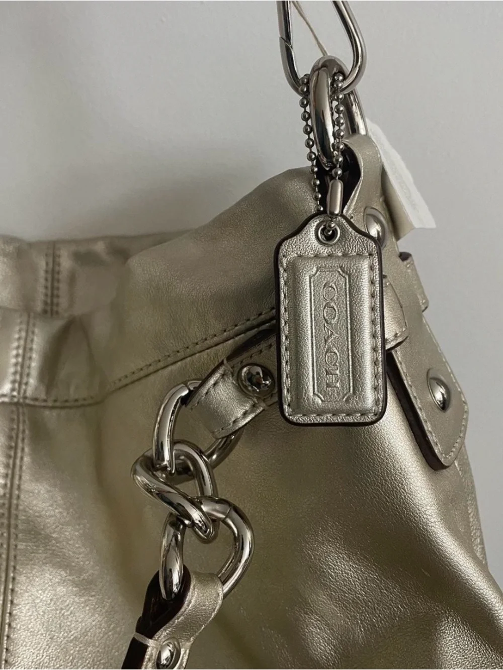 Coach Gold Metallic Leather Shoulder Bag